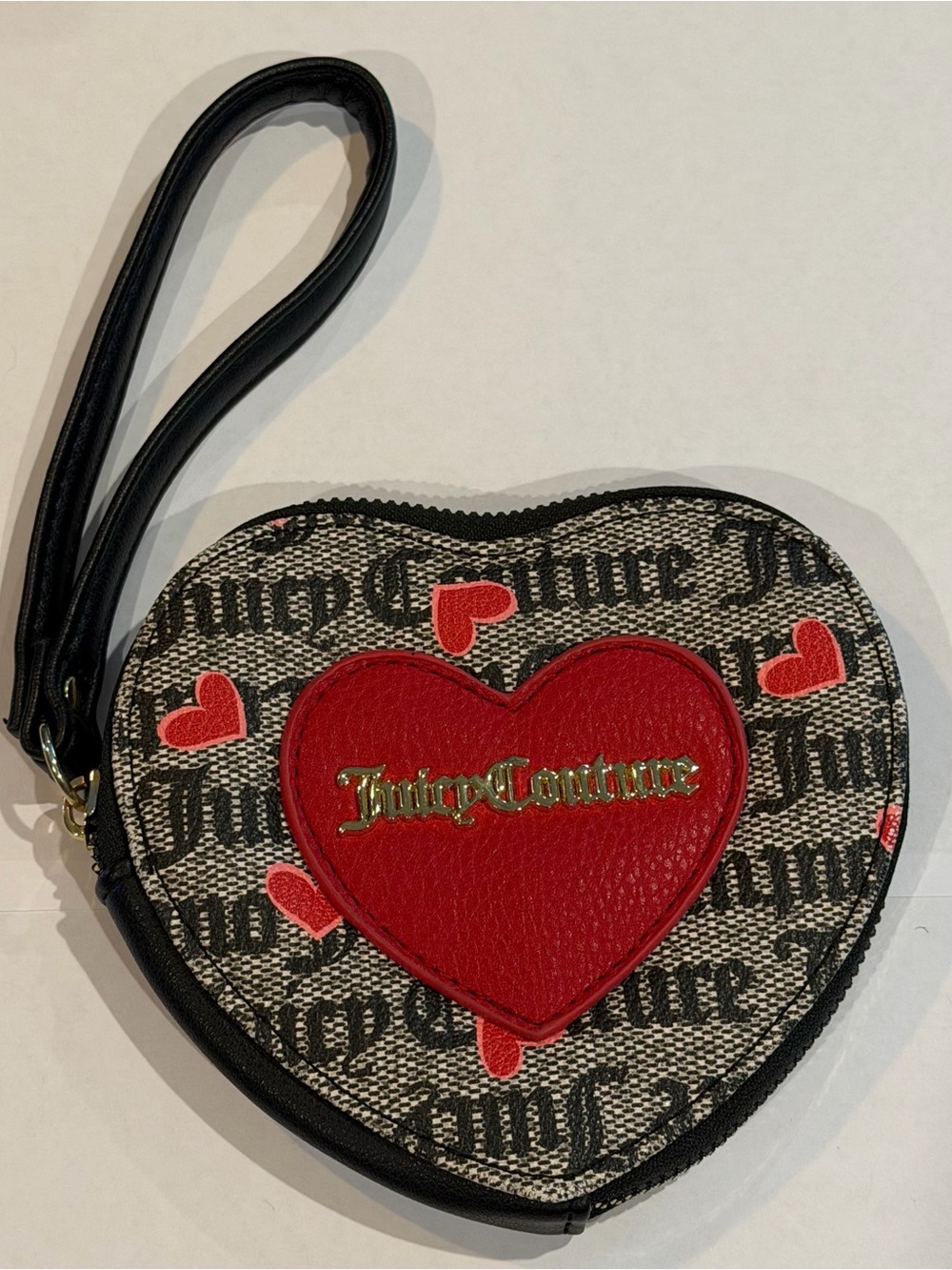 Juicy Couture Red Heart Logo Heart-Shaped Wristlet